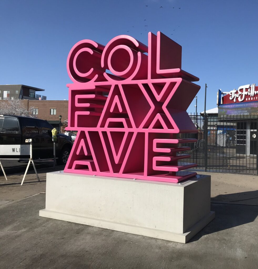 Colfax Ave pink sculpture