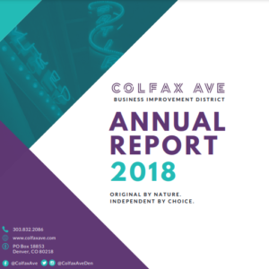 Image of the Colfax Ave 2018 Annual Report Cover.