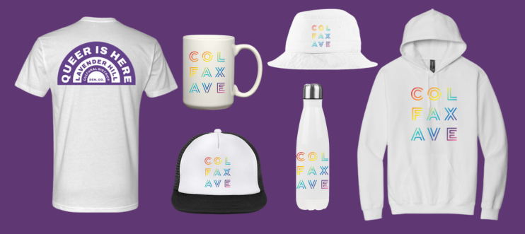 Colfax Ave Pride and Lavender Hill merchandise